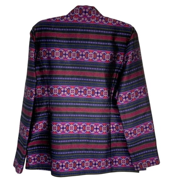 Talbots Vintage 100% Silk Asian Inspired Stunning Blazer Size 14 - Picture 5 of 12